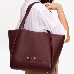 Kate Spade Gramercy Medium Tote Bag Cordovan Pebbled Leather Dual Strap NWT